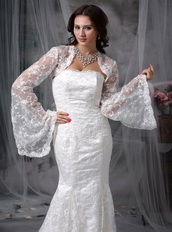Modest Mermaid Strapless Lace Wedding Dress With Jacket Low Price